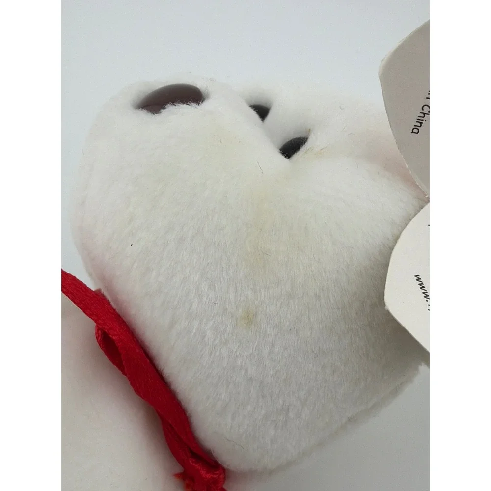 Ty Valentino Beanie Baby Bear Small White Red Heart Vintage Y2K‎ Retro Plush